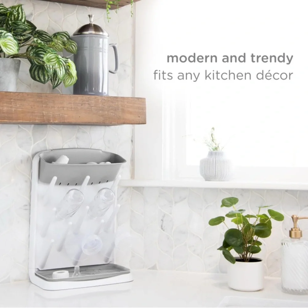 Gray and White Bottle Drying Rack